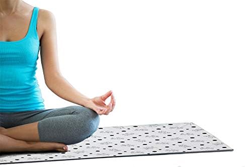 Toalha de tapete de ioga minimalista de Ambesonne, motivação de folhas de rolagem com pontos abstratos e círculos de
