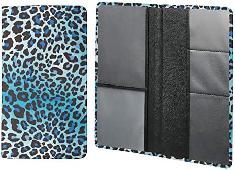 Coldinair Blue Leopard Animal Print Premium Pu Leather Vehicle Glove Box Organizer Registration Cartlet, titular de documentos multiuso,