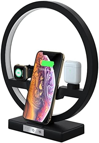 LHLLHL LUZ LED MULTIFUNCIONAL 3 E 1 Lâmpada de mesa Lâmpada de mesa Fast Qi Wireless Charger Lâmpada da mesa