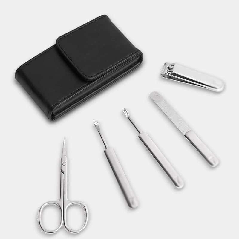 Juipo Manicure Conjunto de unhas Fingernail Clippers Scissors Conjunto de unhas Ferramenta de limpeza do cortador de unhas com kit de estojo de couro