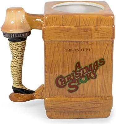 Buffalo de prata Uma lâmpada de perna da história de Natal Caixa frágil 3D Caneca de café esculpida | Copo de cerâmica de grandes