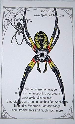 Golden Writing Orb Weaver Spider Argiope Aurantia Gothic Yellow Garden Spider Iron on Patch