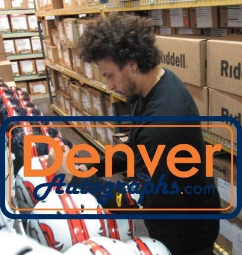 Phillip Lindsay assinou o capacete de Réplica de Velocidade Branca de Denver Broncos JSA 26472 - Capacetes NFL autografados