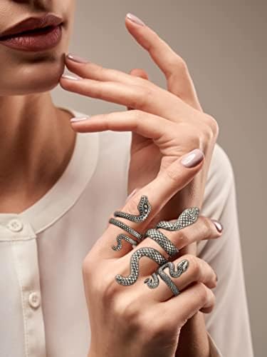 Harry e Henry 4 PCs Snake Knuckle Ring for Women Vintage empilhável anéis de cobra góticos