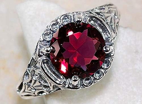 Aura Jóia Moda Ruby 925 Silver Wedding Ring Jóias femininas Tamanho6-10 feliz