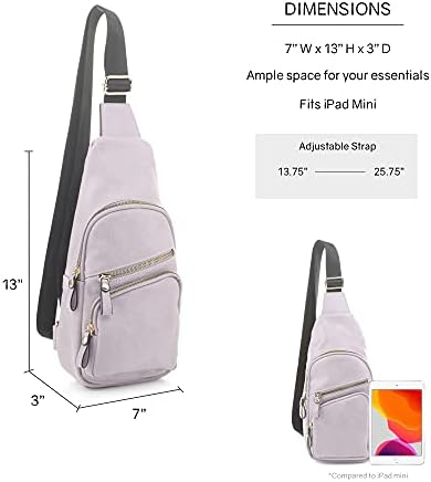 Emperia Faux Leather Small Sling Mochila Mochila Multiperérica Bolsa de Caminhada Daypack Rushsack Lilac Outdoor