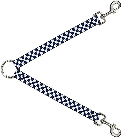 Fivela para baixo cão coleira splitter checker safira azul branco 1 pé de comprimento 1 polegada de largura