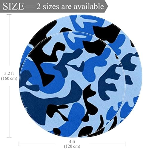 Llnsupply Kids Rug 4 pés grandes tapetes de área redonda para meninos meninos baby - Camo azul, decoração de casa dobrável brincar