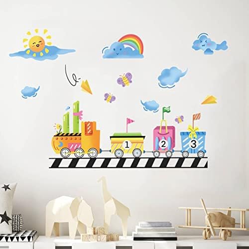 Decalques de parede de pequenos trens de desenho animado adesivos de parede para o quarto de parede de parede mural para decoração