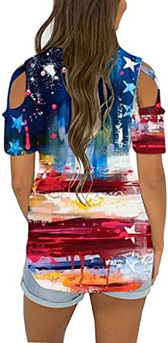 4 de julho camisetas camisetas para mulheres de manga curta Túdas de túnica de túnica americana faixas tie-dye camisetas patrióticas