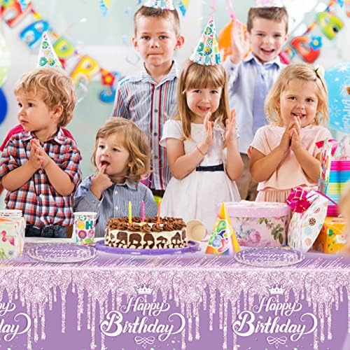 Juhap 41pcs Purple Birthday TableWares Set para Decorações de Table Parabéns Placas de sobremesa de Aniversário Purple