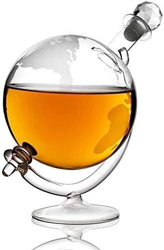 Originalclub Whisky Globe Decanter, Glass transparente de cristal, para bebidas alcoólicas, escocês, bourbon, vodka, 1000ml de decantadores de licor