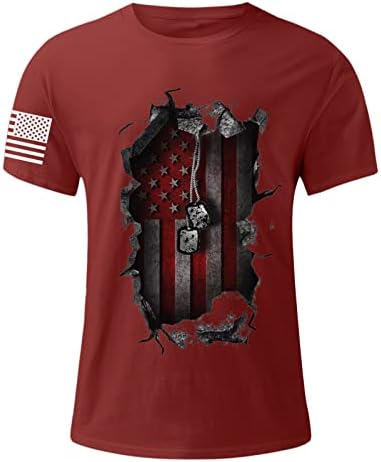 Miashui Journey camiseta masculina bandeira do dia da independência casual e confortável e confortável com camiseta de algodão