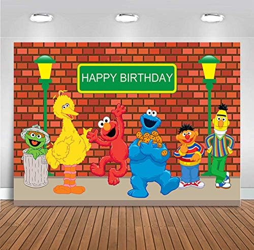 MMY 5x3ft Sesame Street Brick Photography Penário de pano de fundo menino menina chá de bebê Banner Banner Supplies Tabela