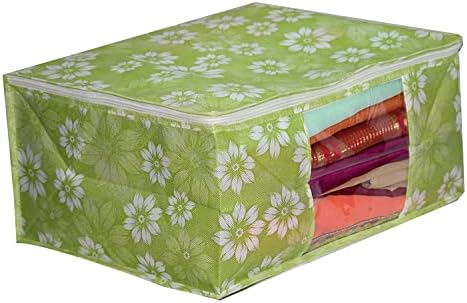 Jewar Mandi Tampa de vestuário não tecido Saree Cober Sari Organizer com sacos de armazenamento frontal transparentes para pacote