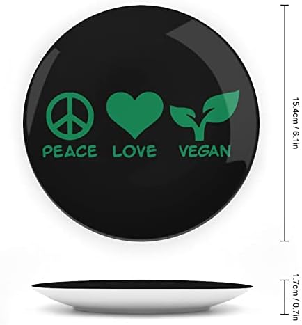 Peace Love Vegsn Placas de cerâmica redonda de placas com exibição para decoração de casamento em casa