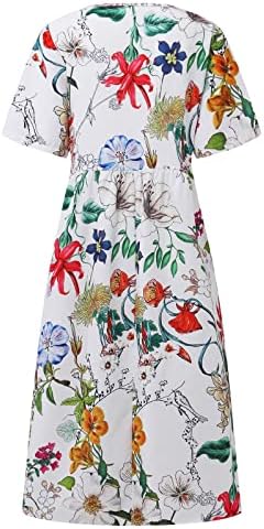 Pegalbis feminino 2023 vestidos longos de verão de manga curta estampa floral praia de praia casual cruzeiro boho fluxo bolsos