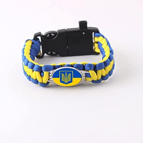 Pulseira da Ukrânia da FORUBUS, pulseira de couro da bandeira de bandeira amarela azul, pulseira de cordão de pára -quedas trançadas,