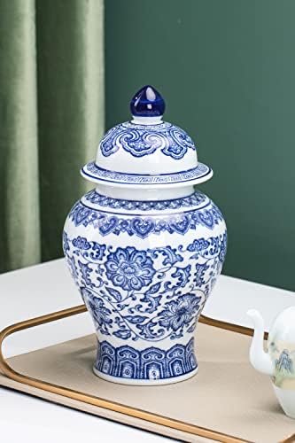 Galouro Blue e White Ginger Fots for Home Décor, porcelana pequena chinoerie, bom ideal para sala, decoração de escritório, 9,8 h