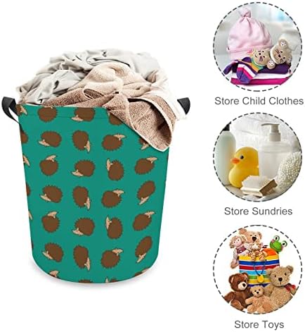 Padrão de hedgehog Lavagem de bolsas de cesta de lavanderia grande com alças para o dormitório da faculdade portátil