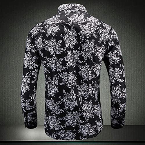 Blusa tops para mangas compridas masculinas de tamanho floral de tamanho floral