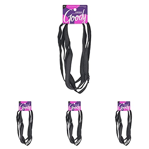 Goody Extra Fin Silicone Headwraps - 4 contagem, cores variadas - tecido confortável e elegante não puxará, prende ou danifica