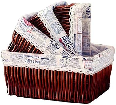 WSZJJ Handmade Wicker Storage Storage Cestas de prateleira de prateleira Tecido decorativo Bins de armazenamento doméstico