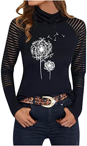 BLUSA DE MANGA LARGA DE ENCAJE DE MEDIO CUELLO ALTO INFERAL PARA MUJER 497