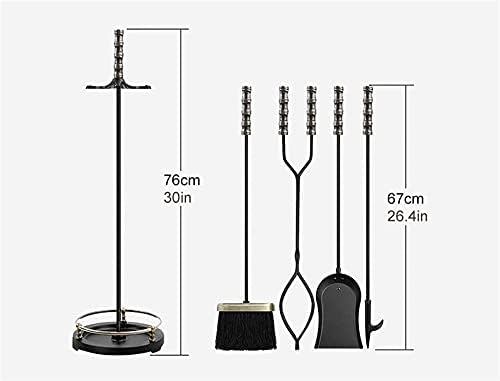 Ferramentas para lareira pesada definir como alça de latão, Ferramentas de Ferro de Ferro Animado com Poker, pá, pinças, escova, para o kit de acessórios para fogueira ao ar livre