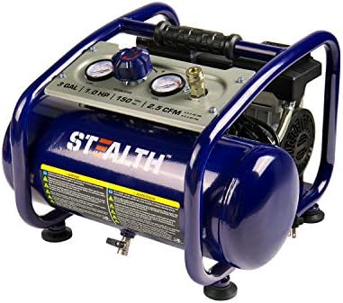 Compressor de ar ultra silencioso portátil furtivo, 3 galões, bomba sem óleo, 1hp, 150 psi, 120V, 60Hz de ferramenta de ar elétrico SAQ-1301, azul e madeir