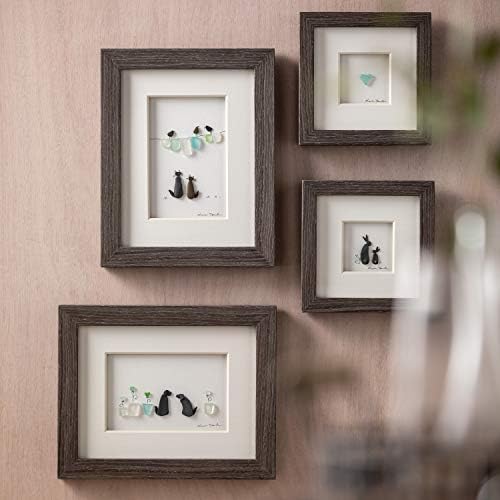 Demdaco Furever Friends Classic White 6 x 6 Glass Pebble e Wood Arte da parede emoldurada