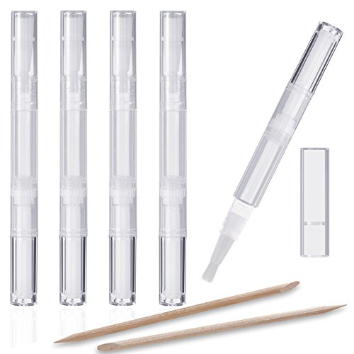 Kingmas 5 PCs 3ml Cutícula e óleo de unha Pen do recipiente de brilho labial Aplicadores de crescimento Tubo líquido, canetas de torção vazias transparentes