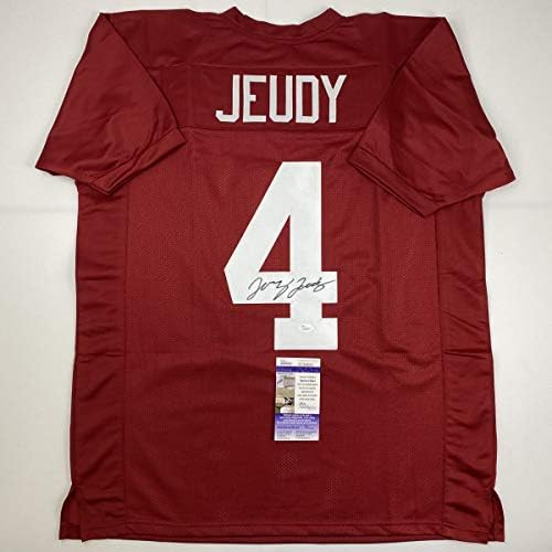Autografado/assinado Jerry Jeudy Alabama Red College Football Jersey JSA COA