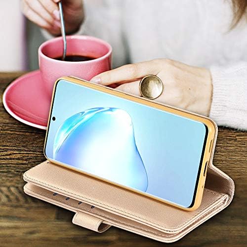 Caixa da carteira Kudex para Samsung Galaxy S22 5G, Glitter Bling Flip Folio Leather protetora Magnetic Stand Zipper Tampa de telefone