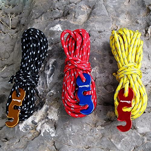 Besportble 4pcs Reflexivo Nylon Cord Tent Guyline corda de 3 mm de corda de vento amarelo reflexivo para acampamento