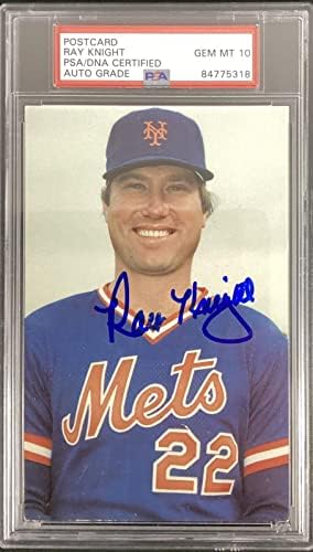 Ray Knight assinou cartão postal Autograph 1986 NY Mets Baseball Hof PSA/DNA Auto 10 - MLB Cut Signature