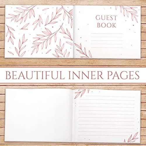Livro de convidados de casamento floral de ouro rosa, livro de visitas de casamento com caneta de ouro, livro de convidados
