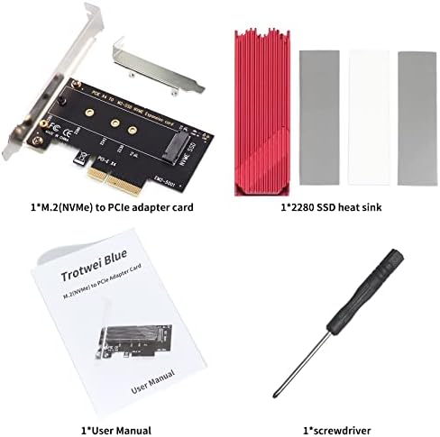 Trotwei Blue NVME M.2 Adaptador PCIE, M2 M Key SSD para Adaptador PCI-E X4, adaptador PCIE para M.2 para 2280 2260 2242 2230