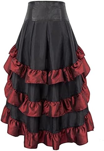 Saia gótica do steampunk feminino com alta saia de bainha midi de baixa qualidade de tamanho vitoriano roupas de cosplay vitoriana