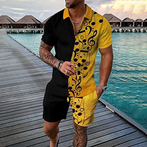 Summer masculino camisa masculina 3D de manga curta shorts praia havaianos tropicais shorts esportivos de esportes