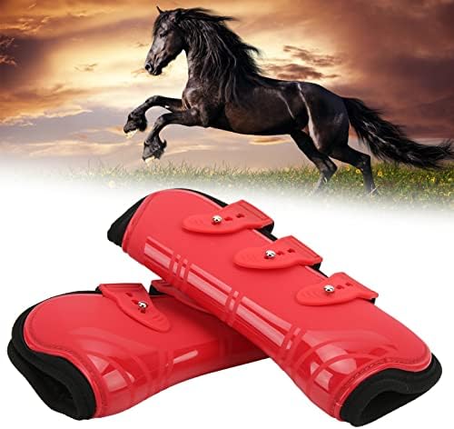 Botas do tendão frontal do cavalo Zerodis, 1 par de botas de proteção de neoprene PU vermelho PU