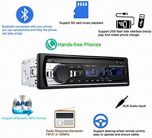 Rádio de rádio de carro vigorquerivo 520 Bluetooth Auto Radio com controle remoto 12V In-Dash 1 DIN CAR MP3 Multimedia Player Connector ISO com FM/USB/SD/AUX