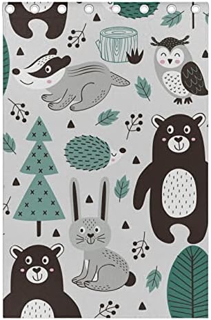 Baxiej 2 painéis Blackout Window Window Cortinas Urso de animais florestais Owl Bear, cortina de cortina de escurecimento com isolamento térmico para sala de estar quarto quarto quarto, 84lx55w por painel