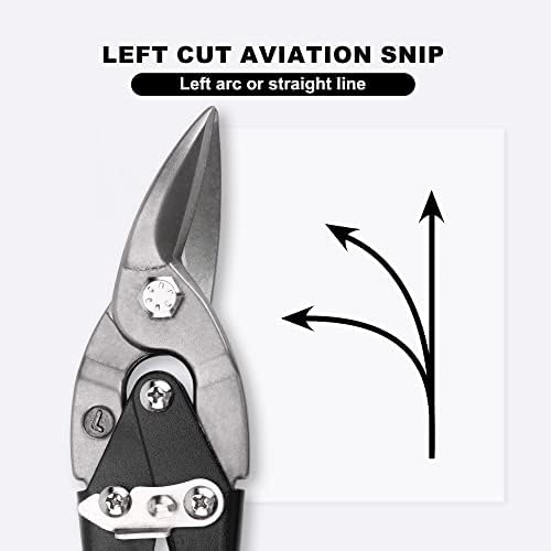 Silatu Aviation Metal Tin Snips - Snips de estanho CR -V de 10 polegadas para corte de metal, ponta de dente afiada Snips para chapha metálica, cortina de estanho pesado cortada esquerda