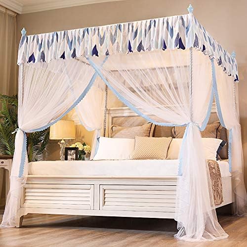 ASDFGH CRYPTION Landing Princess Bed Canopy, estilo europeu de estilo 4 cantos postos de camas de cotonetes