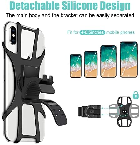 Montagem do telefone de bicicleta GlsLeoper, 360 ° Rotatable Universal Bickin Phone Porta, Motocicleta de silicone Montagem compatível com iPhone/Samsung/OnePlus/Blackberry etc, 4,0 '' ~ 6,7 ''