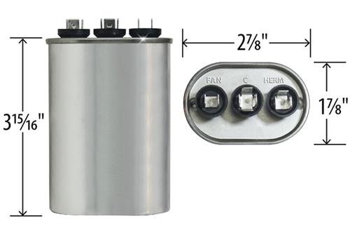 York - 45 + 5 UF MFD x 370 Vac Genteq Substituição Capacitor duplo Oval C3455L / 97F9859