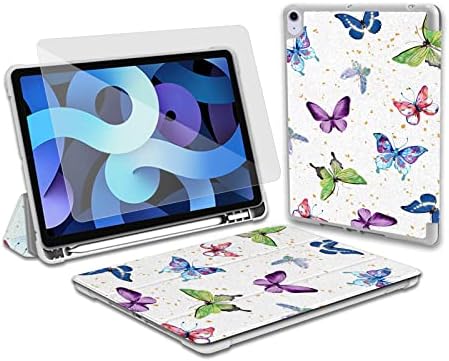 Love iPad Air 4/5ª geração Caso de suporte Tri-Fold com protetor de tela Auto Sleep/Wake With With Pen Holder