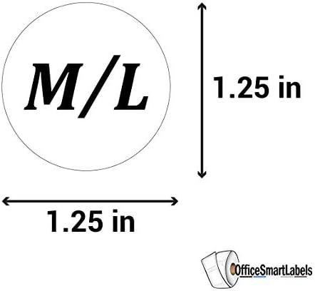 OfficesMartLabels de tamanho pré-impresso ML adesivos-adesivos médios a grandes / rótulos de tamanho de roupas, alto brilho