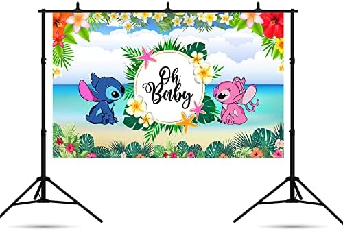 Stitch e Angel Gênero revelam Banner de chá de bebê do Havaí para o pano de fundo para suprimentos de decoração de festa 5x3ft